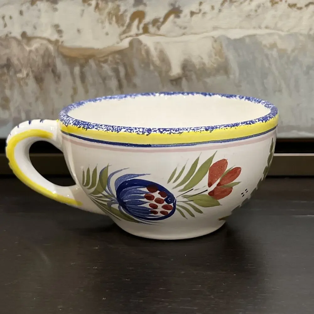 Vintage HENRIOT QUIMPER France French (1) Teacup Faience